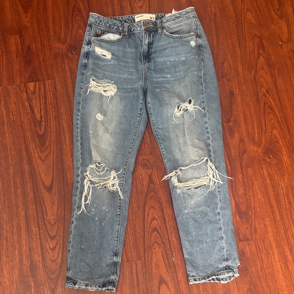 Garage Blue Distressed Boyfriend Jeans